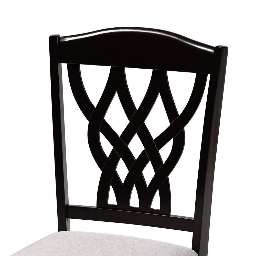 Delilah Modern and Contemporary Grey Fabric Upholstered and Dark Brown Finished Wood 2-Piece Dining Chair Set FredCo