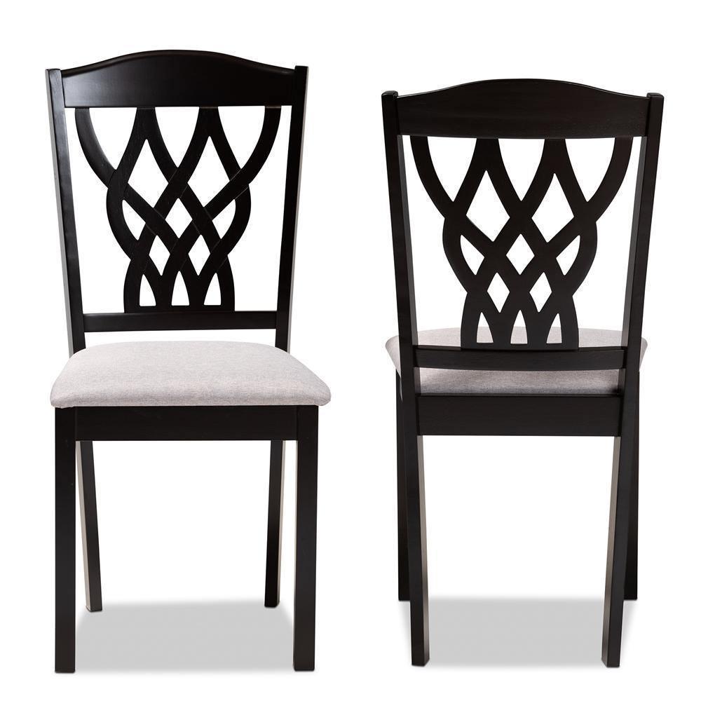 Delilah Modern and Contemporary Grey Fabric Upholstered and Dark Brown Finished Wood 2-Piece Dining Chair Set FredCo