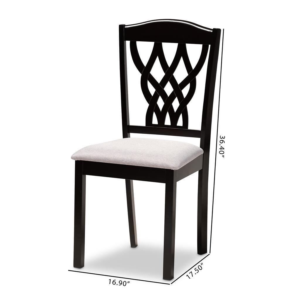 Delilah Modern and Contemporary Grey Fabric Upholstered and Dark Brown Finished Wood 2-Piece Dining Chair Set FredCo