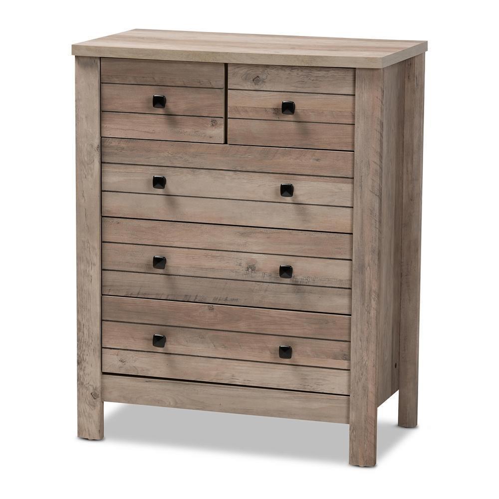 Derek Modern and Contemporary Transitional Natural Oak Finished Wood 5-Drawer Chest FredCo
