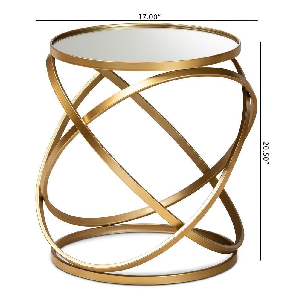 Desma Glam and Luxe Gold Finished Metal and Mirrored Glass End Table FredCo