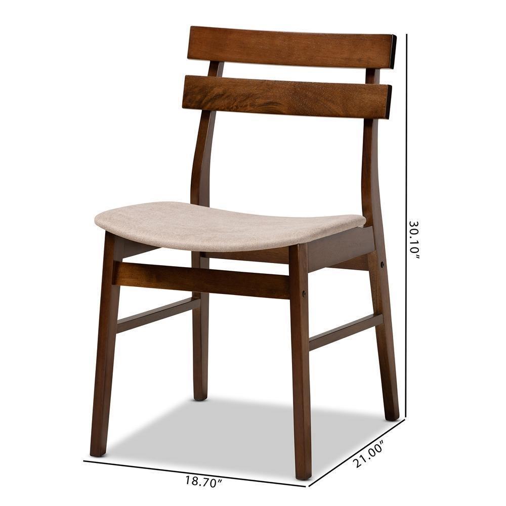 Devlin Mid-Century Modern Transitional Light Beige Fabric Upholstered and Walnut Brown Finished Wood 4-Piece Dining Chair Set FredCo