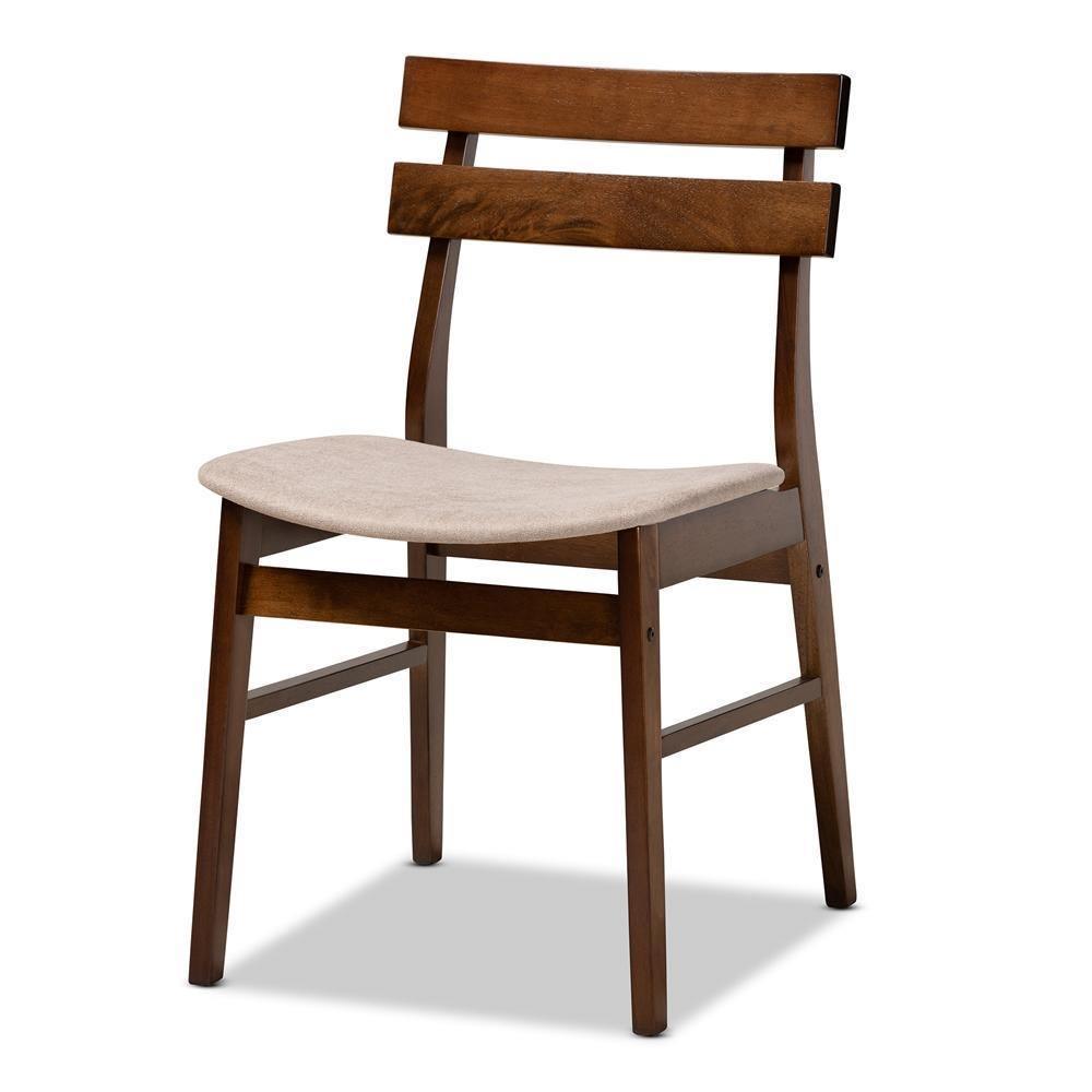 Devlin Mid-Century Modern Transitional Light Beige Fabric Upholstered and Walnut Brown Finished Wood 4-Piece Dining Chair Set FredCo