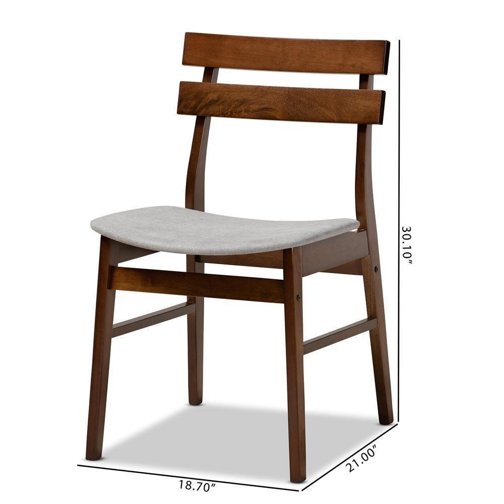 Devlin Mid-Century Modern Transitional Light Grey Fabric Upholstered and Walnut Brown Finished Wood 4-Piece Dining Chair Set FredCo
