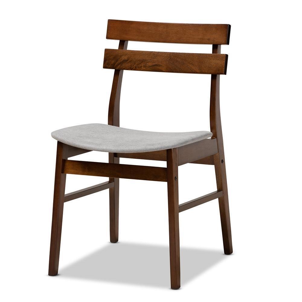 Devlin Mid-Century Modern Transitional Light Grey Fabric Upholstered and Walnut Brown Finished Wood 4-Piece Dining Chair Set FredCo