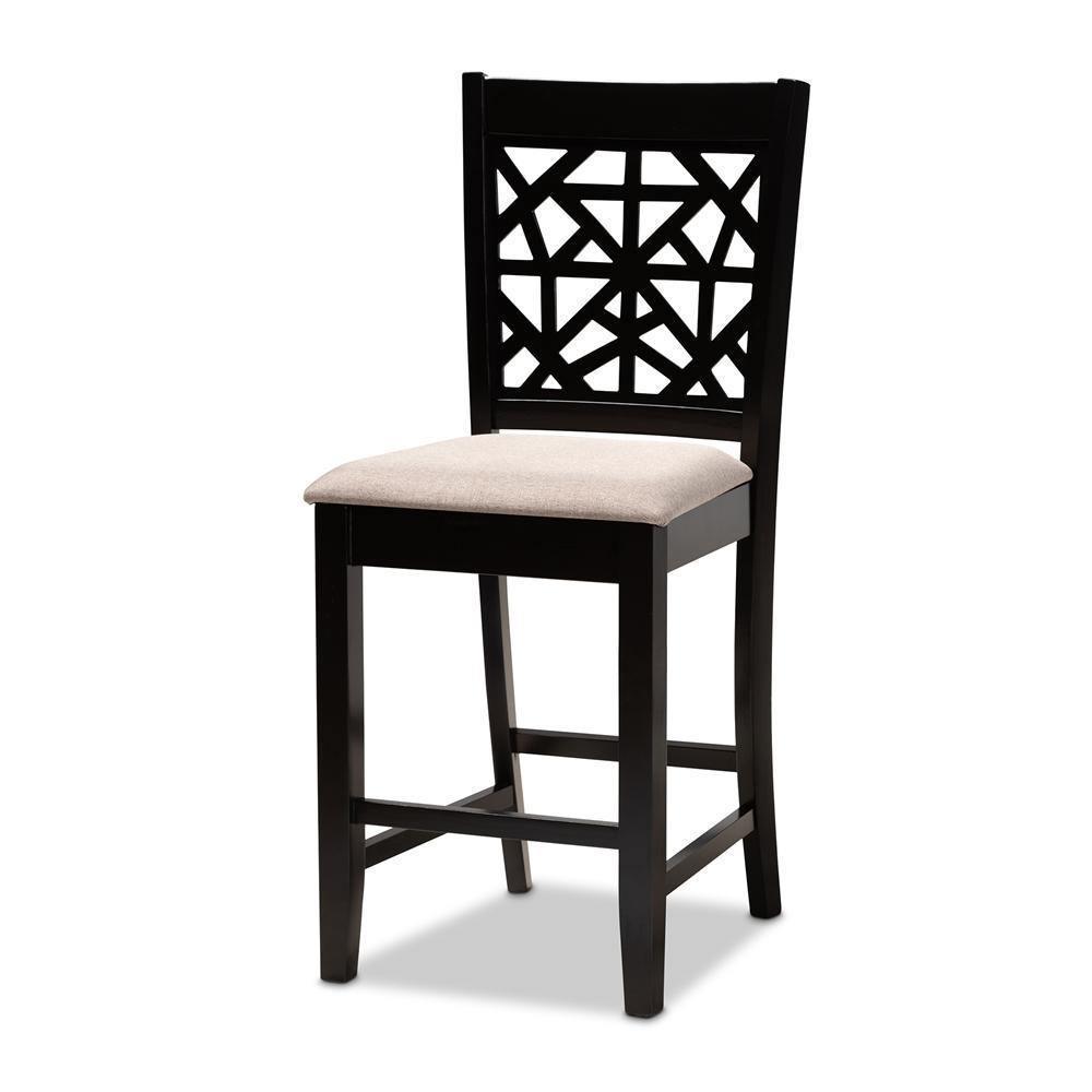 Devon Modern and Contemporary Sand Fabric Upholstered and Espresso Brown Finished Wood 5-Piece Pub Dining Set FredCo