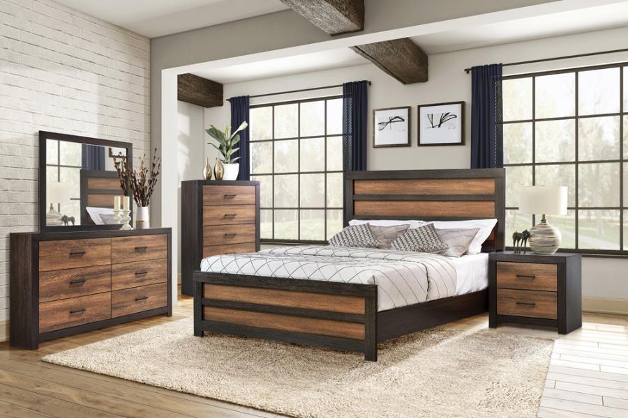 Dewcrest 5-piece Eastern King Panel Bedroom Set Caramel and Licorice Coaster FredCo