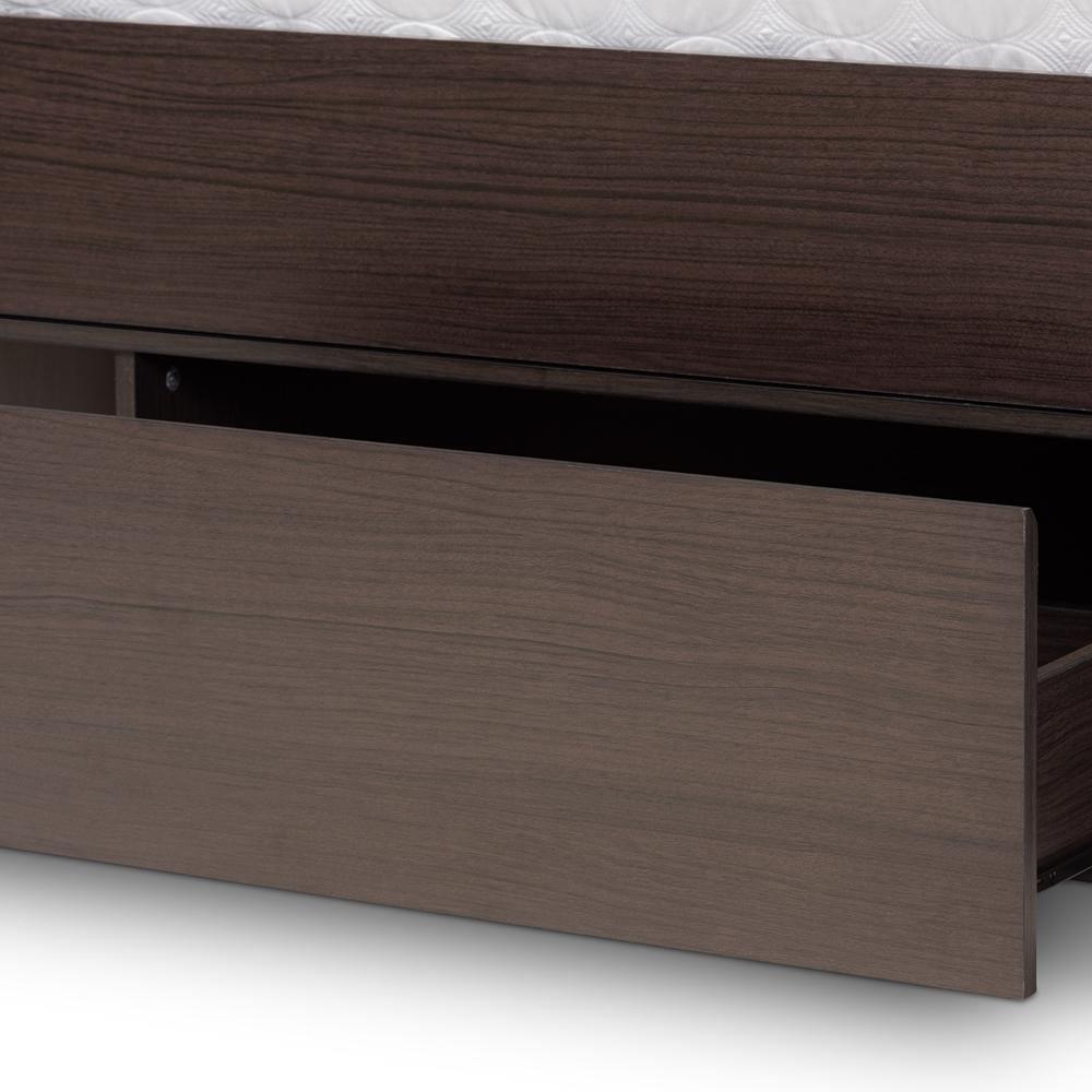 Dexton Modern and Contemporary Dark Brown Finished Wood Queen Size Platform Storage Bed FredCo
