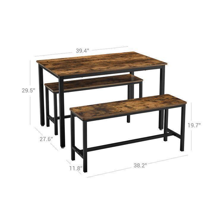 Dining Table with 2 Benches Rustic Brown FredCo
