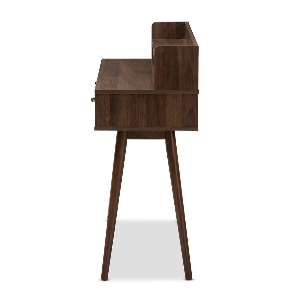 Disa Mid-Century Modern Walnut Brown Finished 2-Drawer Desk FredCo