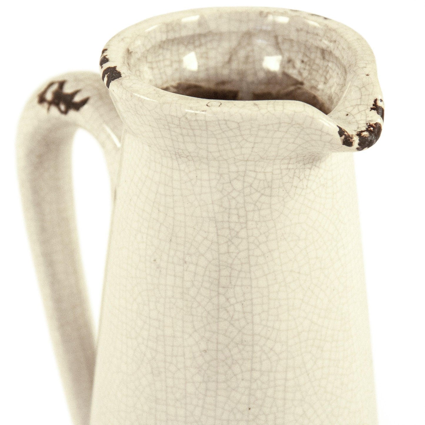 Distressed Crackle White Pitcher (015659 A369) FredCo