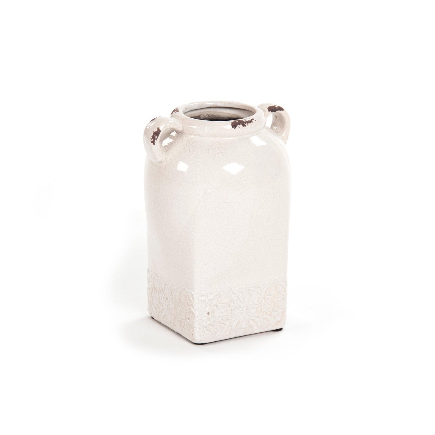 Distressed Crackle White Vase (6768S A369) FredCo