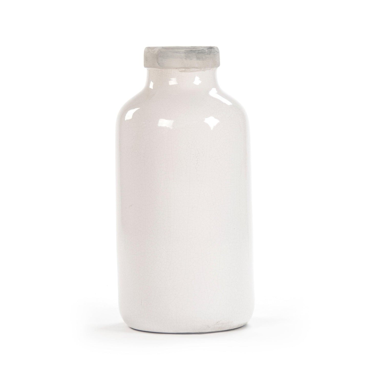 Distressed Crackle White Vase (6791L A369A) FredCo