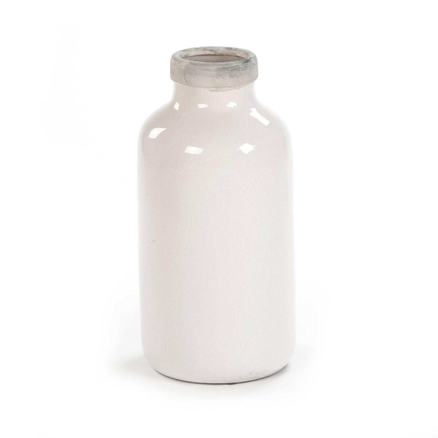 Distressed Crackle White Vase (6791L A369A) FredCo