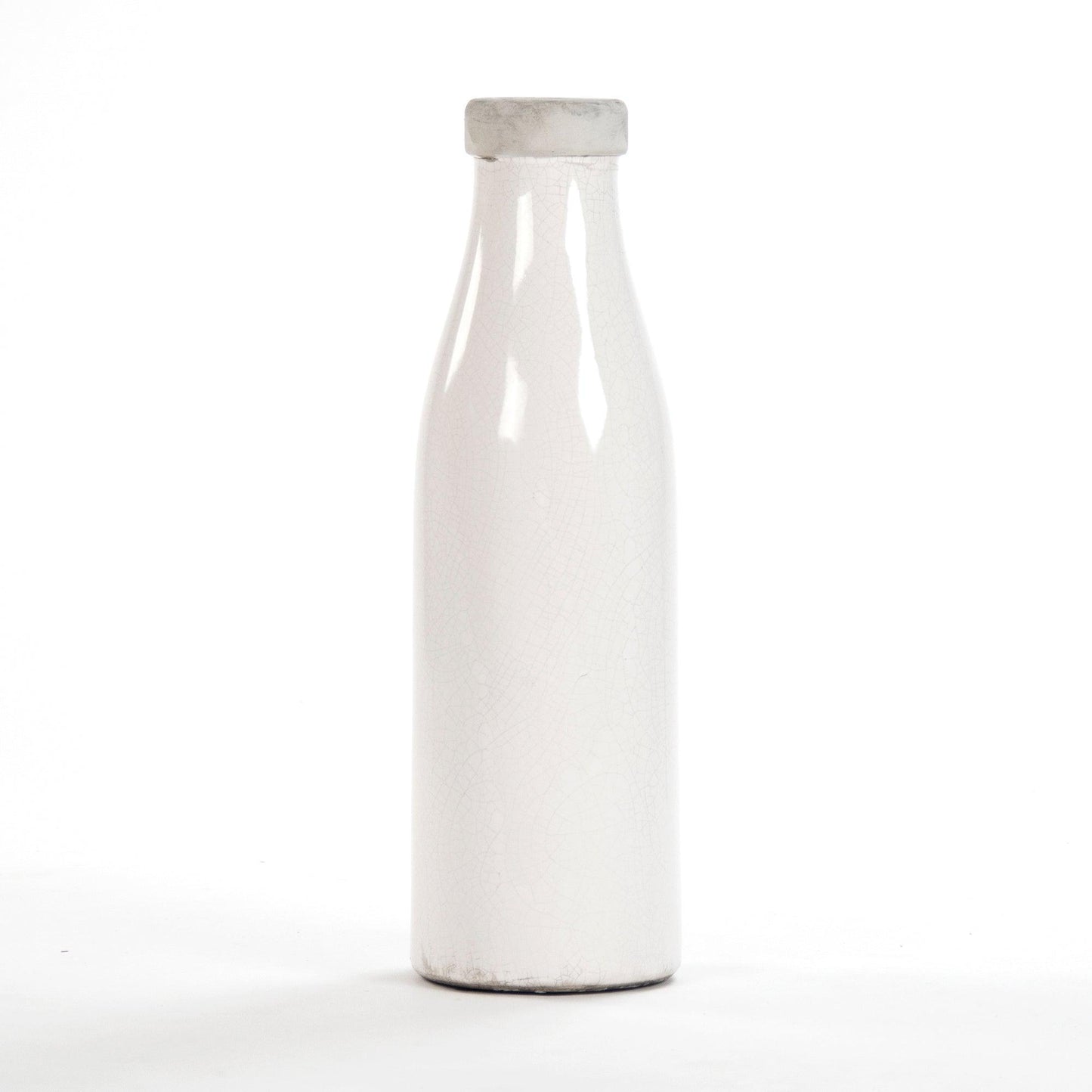 Distressed Crackle White Vase (6792L A369A) FredCo
