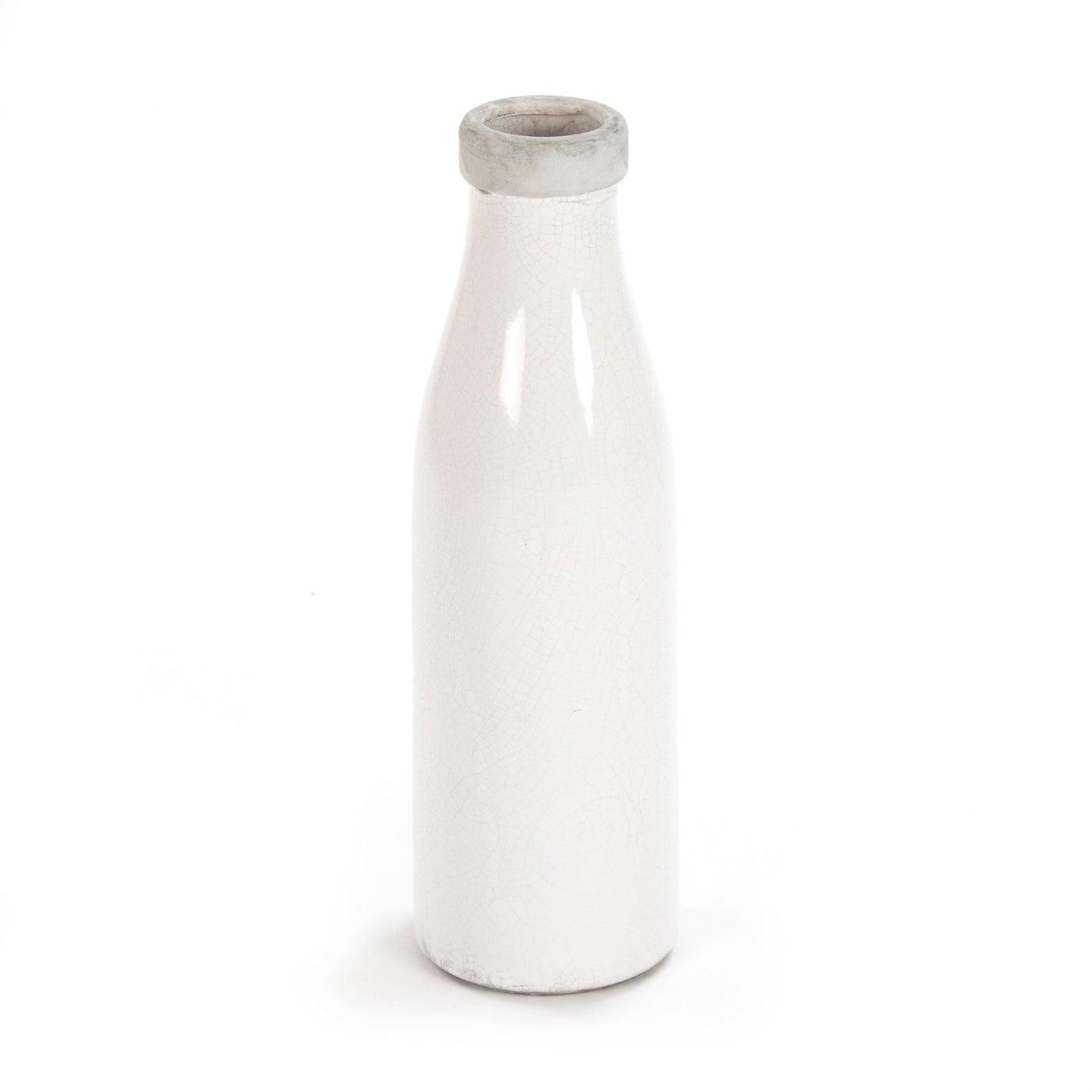 Distressed Crackle White Vase (6792L A369A) FredCo