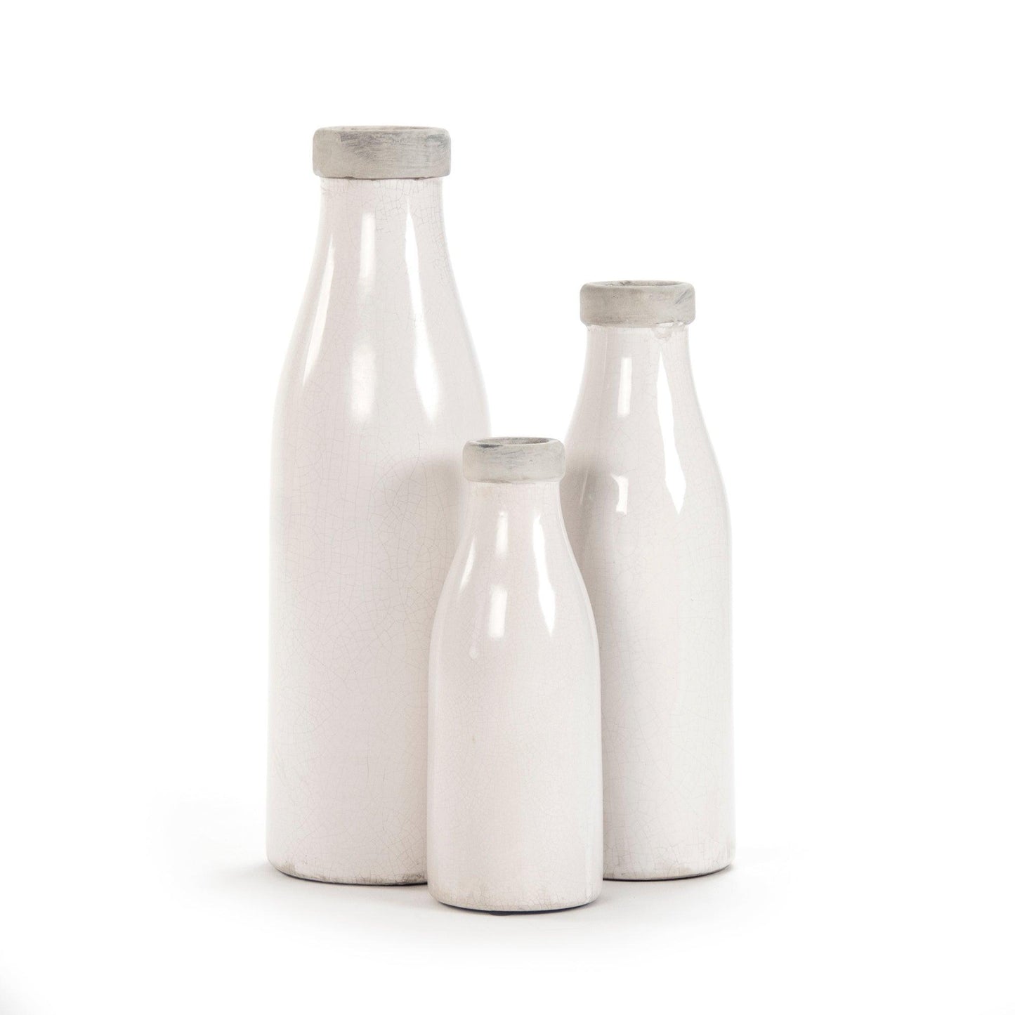 Distressed Crackle White Vase (6792L A369A) FredCo