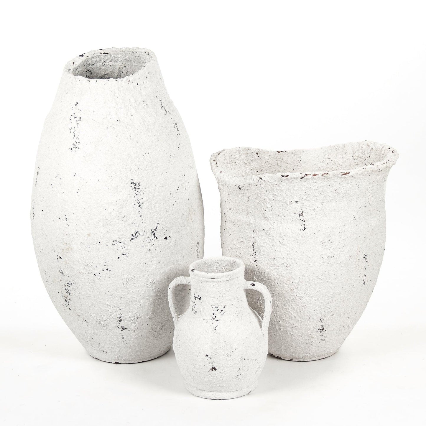 Distressed Grey and White Large Vase (14A113) FredCo
