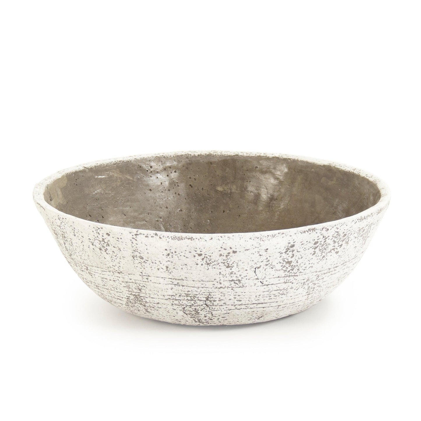 Distressed Off-White / Brown Bowl (8537L A722) FredCo