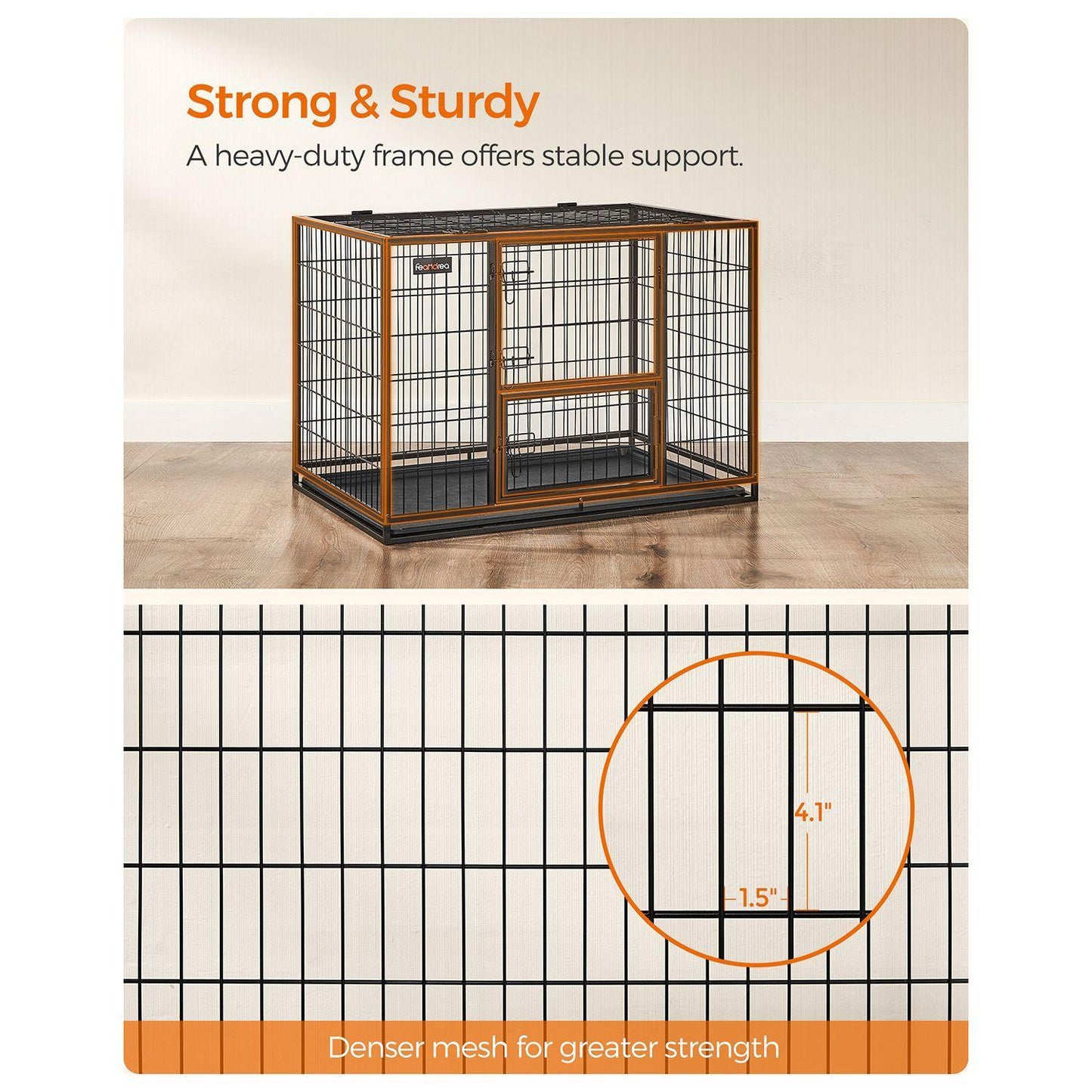 Dog Crate 42.1 x 27.6 x 29.5 Inches Heavy-Duty FredCo