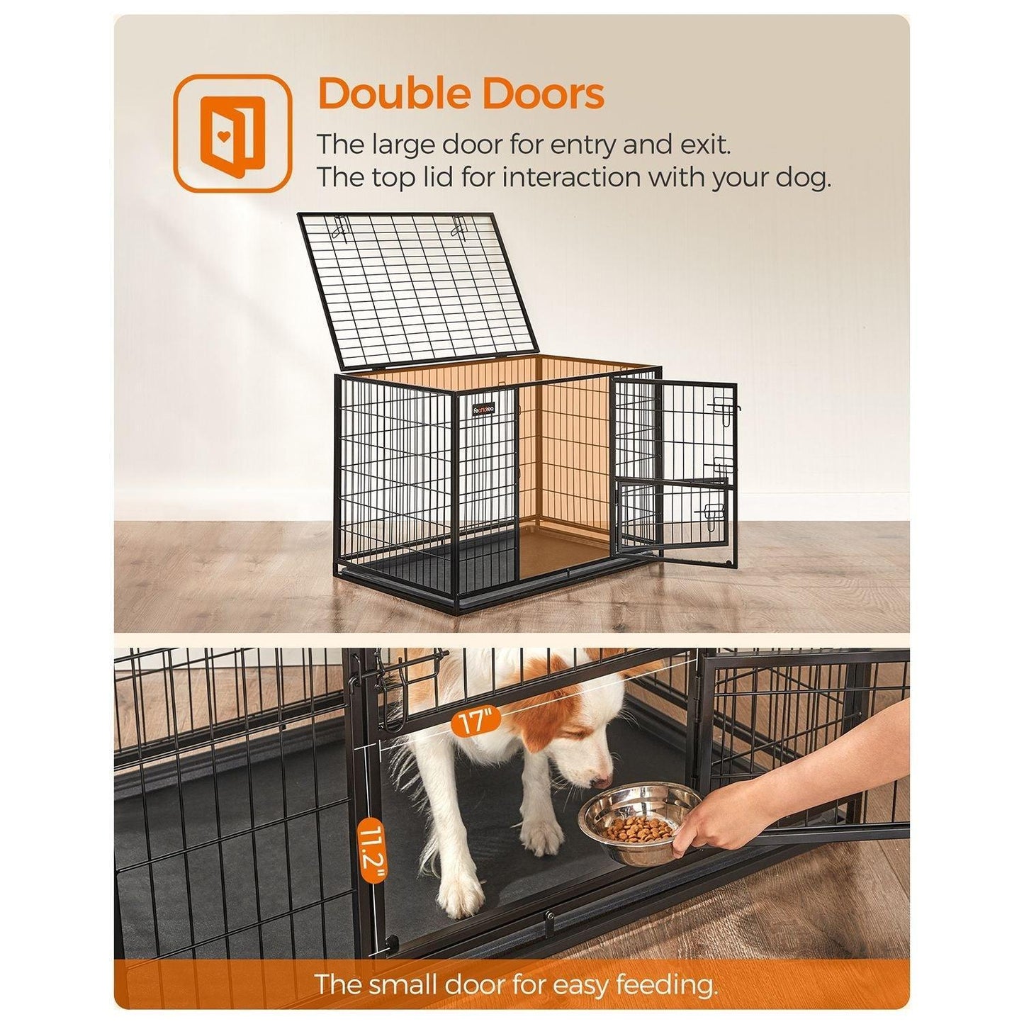 Dog Crate 42.1 x 27.6 x 29.5 Inches Heavy-Duty FredCo