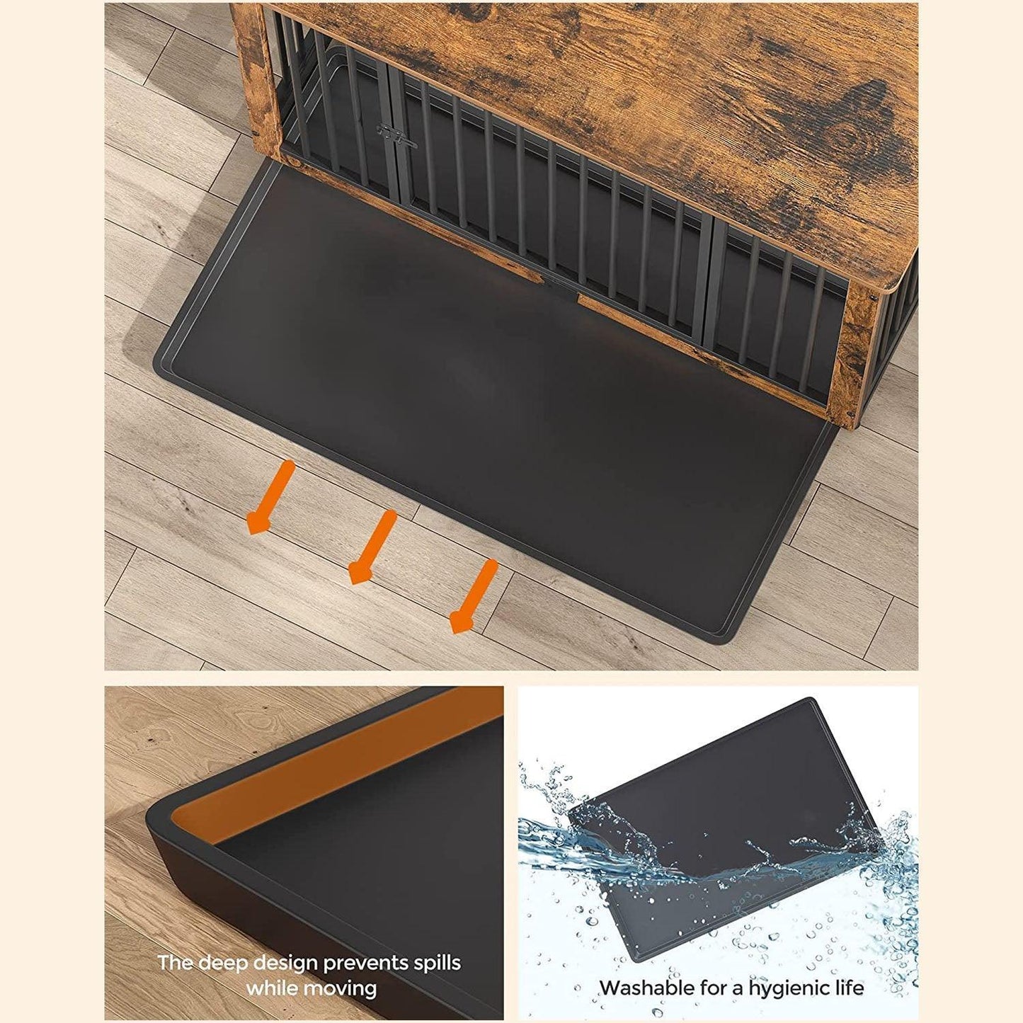 Dog Crate Furniture with 2 Doors, 70lb Rustic Brown FredCo