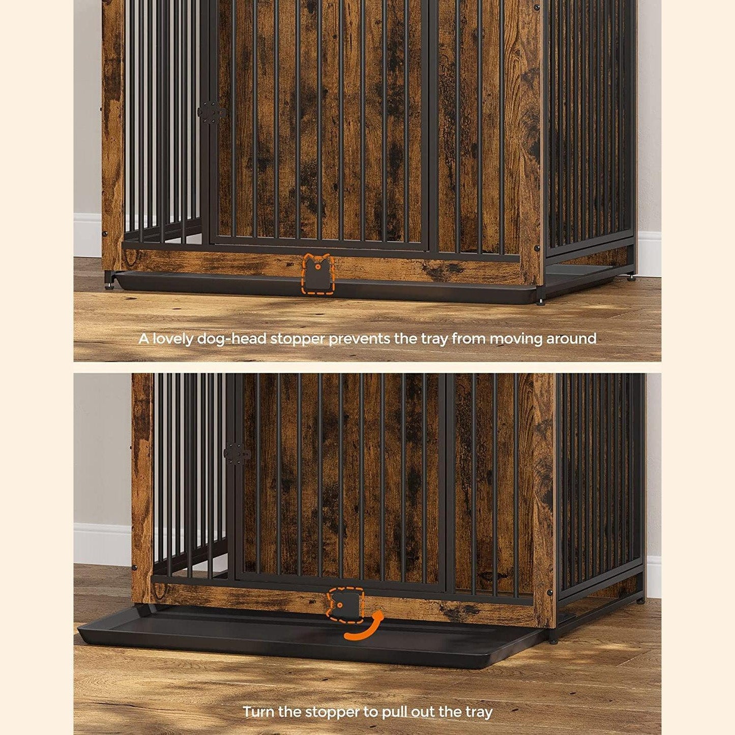 Dog Crate Furniture with 2 Doors, 70lb Rustic Brown FredCo