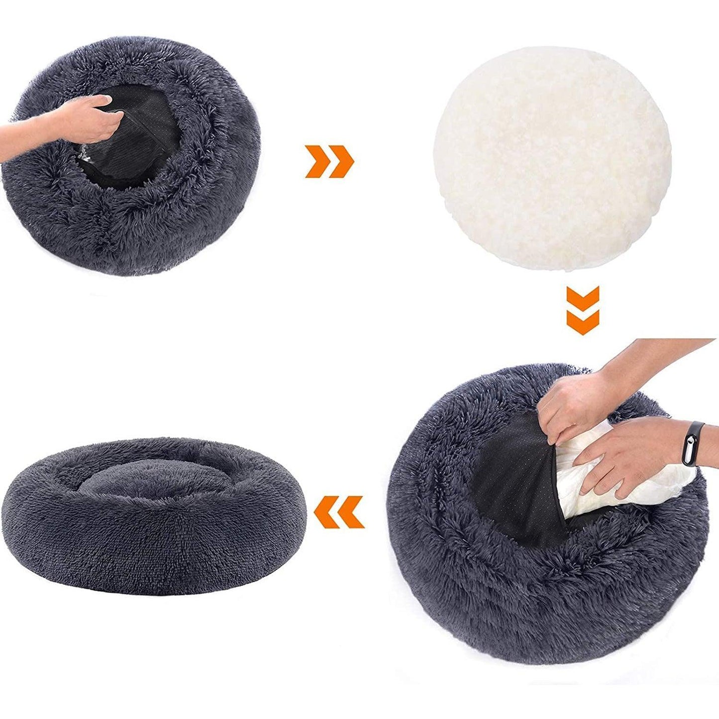 Donut-Shaped Pet Bed, Dark Gray 36 diameter FredCo
