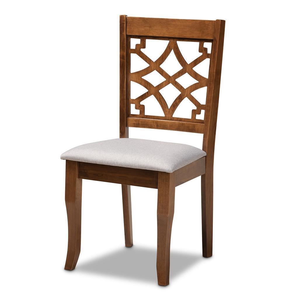 Dori Modern and Contemporary Grey Fabric Upholstered and Walnut Brown Finished Wood 6-Piece Dining Set FredCo