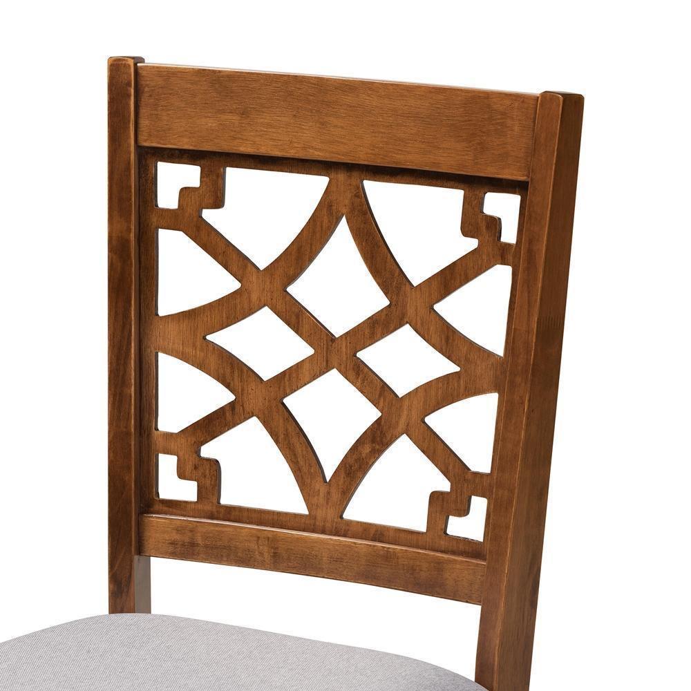 Dori Modern and Contemporary Grey Fabric Upholstered and Walnut Brown Finished Wood 6-Piece Dining Set FredCo
