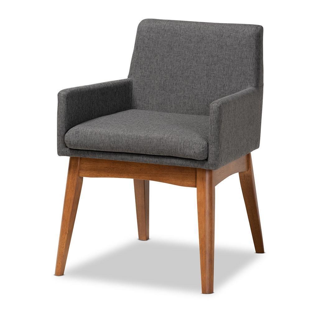 Dorina Mid-Century Modern Dark Grey Fabric Upholstered and Walnut Brown Finished Wood 5-Piece Dining Set FredCo