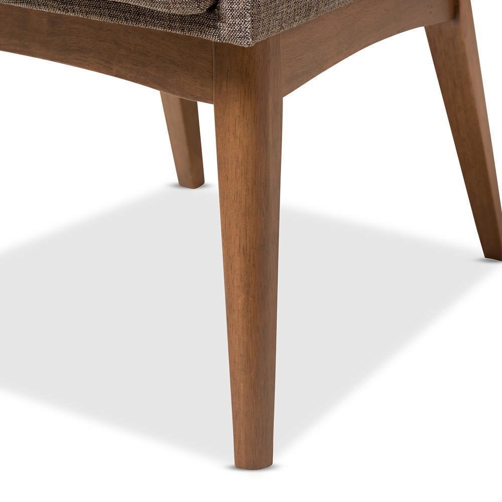 Dorina Mid-Century Modern Gravel Fabric Upholstered and Walnut Brown Finished Wood 5-Piece Dining Set FredCo
