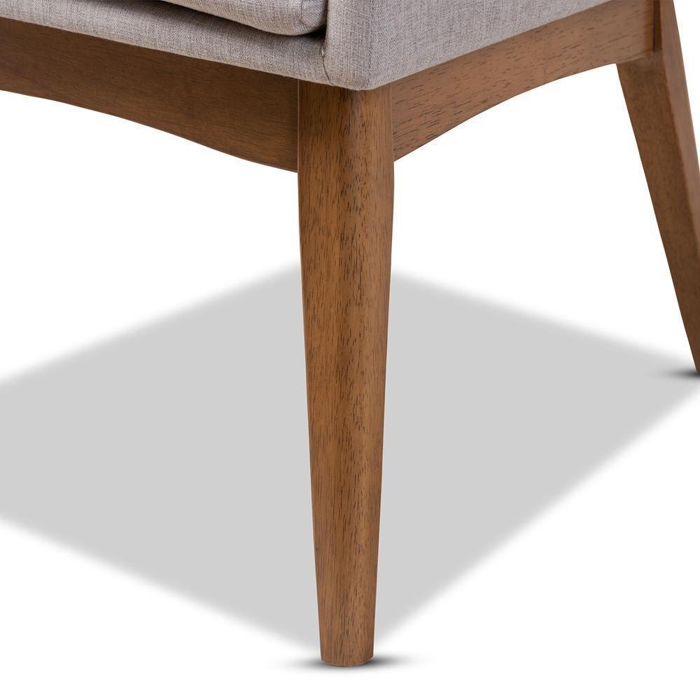 Dorina Mid-Century Modern Greyish Beige Fabric Upholstered and Walnut Brown Finished Wood 5-Piece Dining Set FredCo