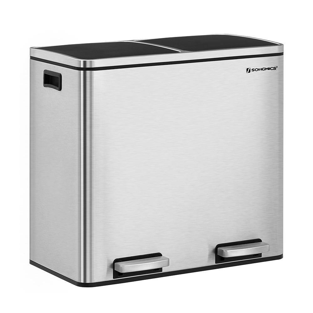 Dual Trash Can Silver, 12.7 Gallon (2 x 24L) FredCo