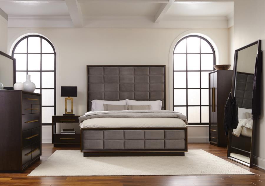 Durango 4-piece Eastern King Panel Bedroom Set Grey and Smoked Peppercorn Coaster FredCo