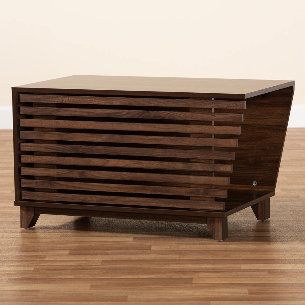 Eckhart Modern and Contemporary Walnut Brown Finished Wood Cat Litter Box Cover House FredCo