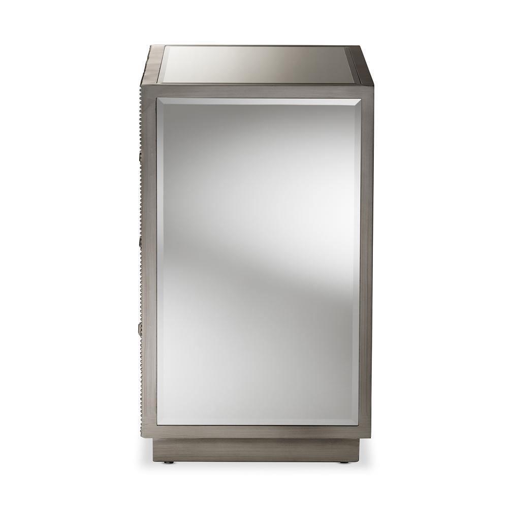 Edeline Hollywood Regency Glamour Style Mirrored 3-Drawer Chest FredCo