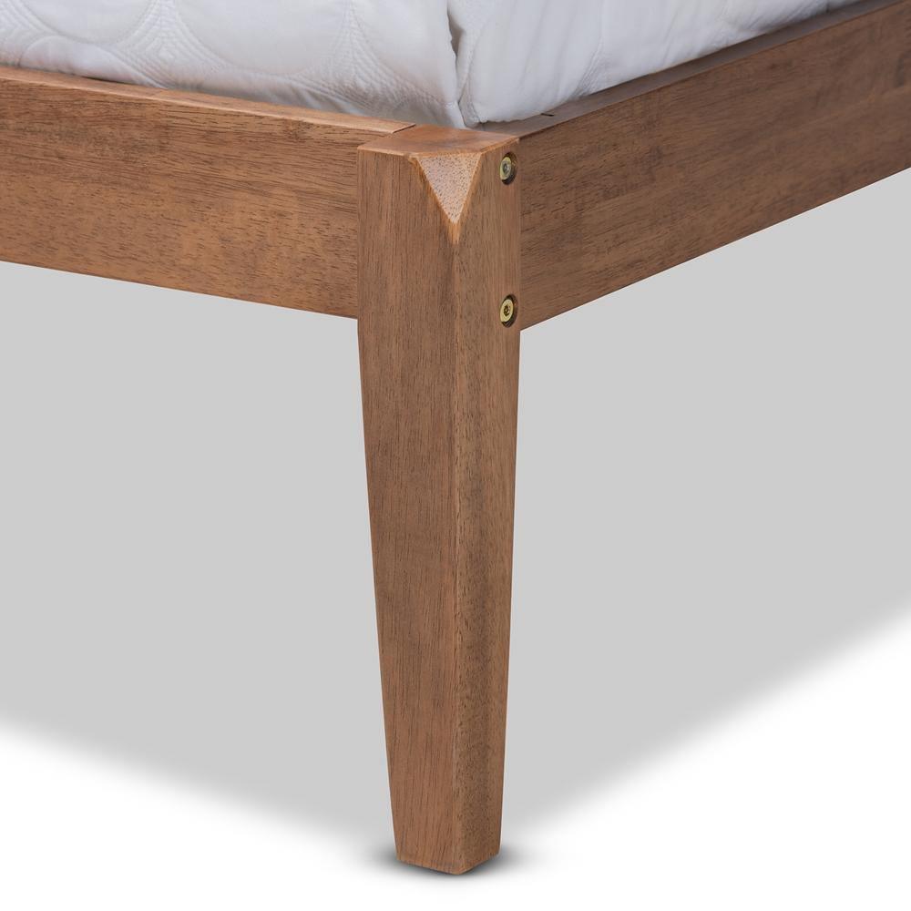 Edmond Modern and Contemporary Grey Fabric Upholstered and Ash Walnut Brown Finished Wood Full Size Platform Bed FredCo