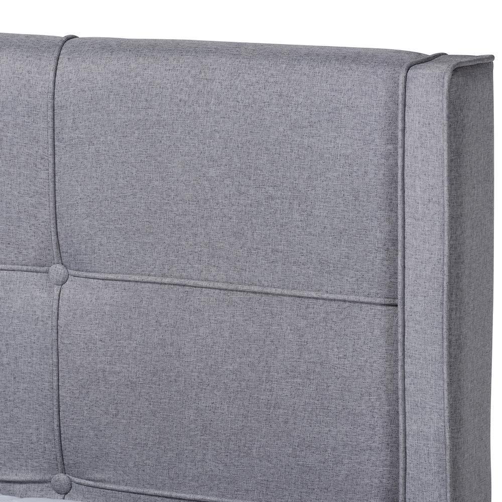 Edmond Modern and Contemporary Grey Fabric Upholstered and Ash Walnut Brown Finished Wood Queen Size Platform Bed FredCo