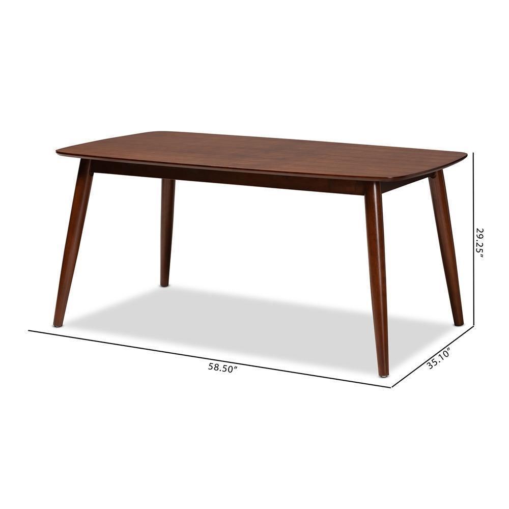 Edna Mid-Century Modern Walnut Finished Wood Dining Table FredCo