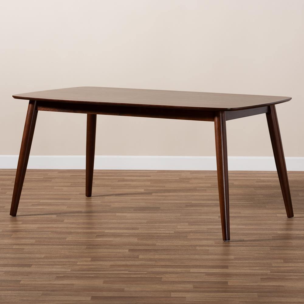 Edna Mid-Century Modern Walnut Finished Wood Dining Table FredCo