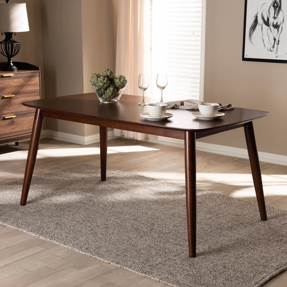 Edna Mid-Century Modern Walnut Finished Wood Dining Table FredCo