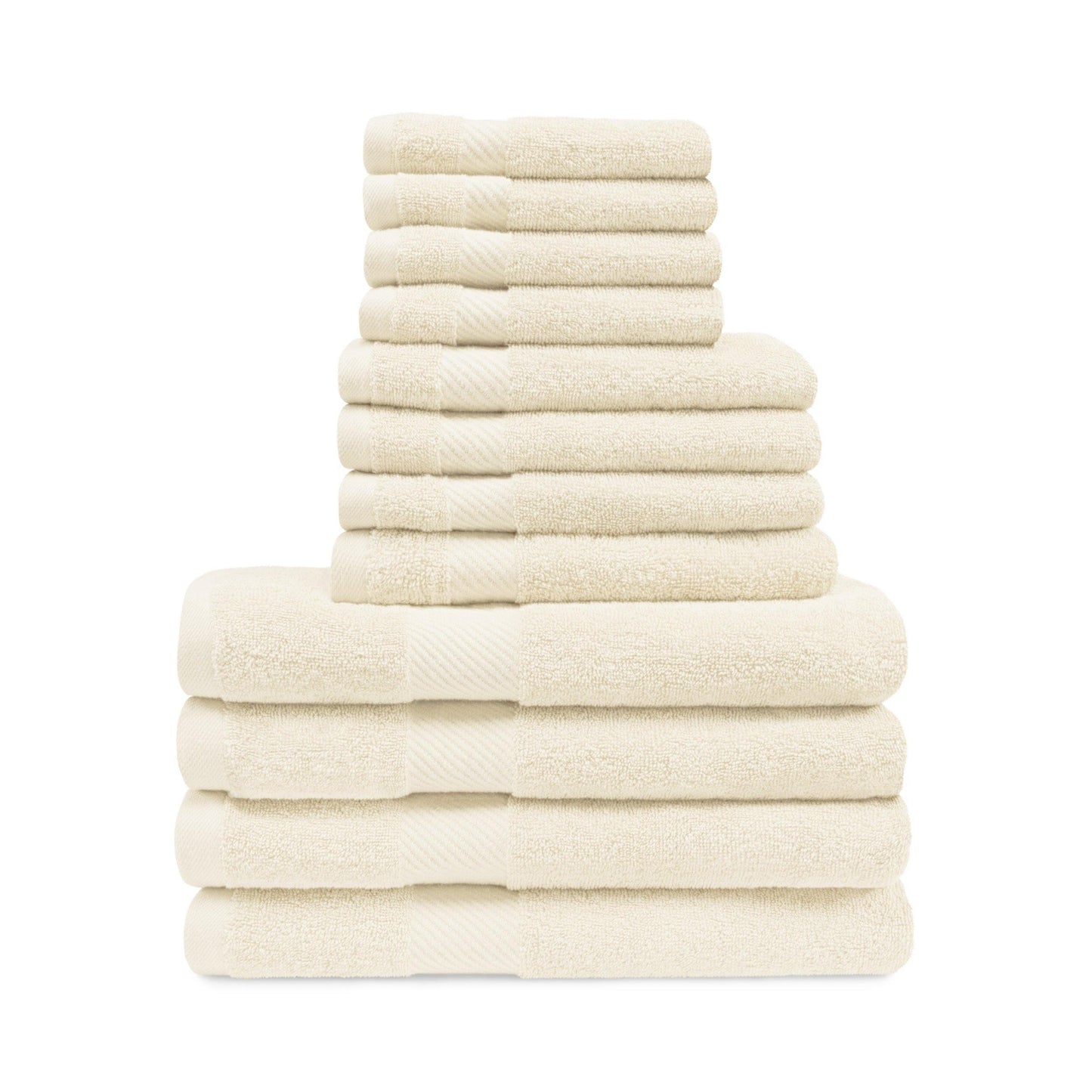 Egyptian Cotton 500 GSM Right Hash Dobby Border 12-Piece Towel Set FredCo
