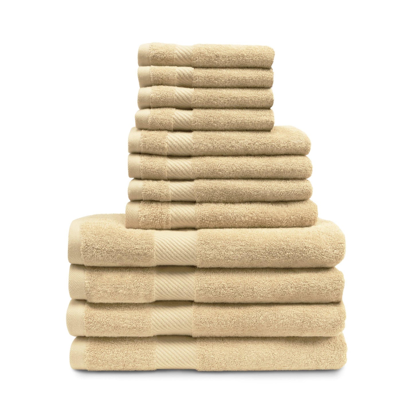 Egyptian Cotton 500 GSM Right Hash Dobby Border 12-Piece Towel Set FredCo