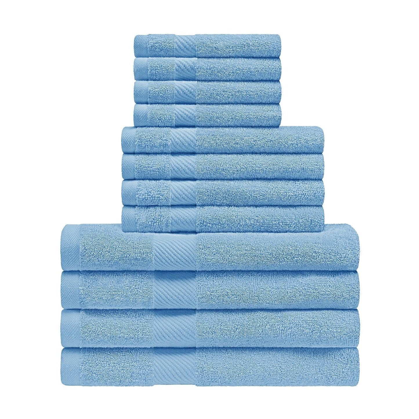 Egyptian Cotton 500 GSM Right Hash Dobby Border 12-Piece Towel Set FredCo