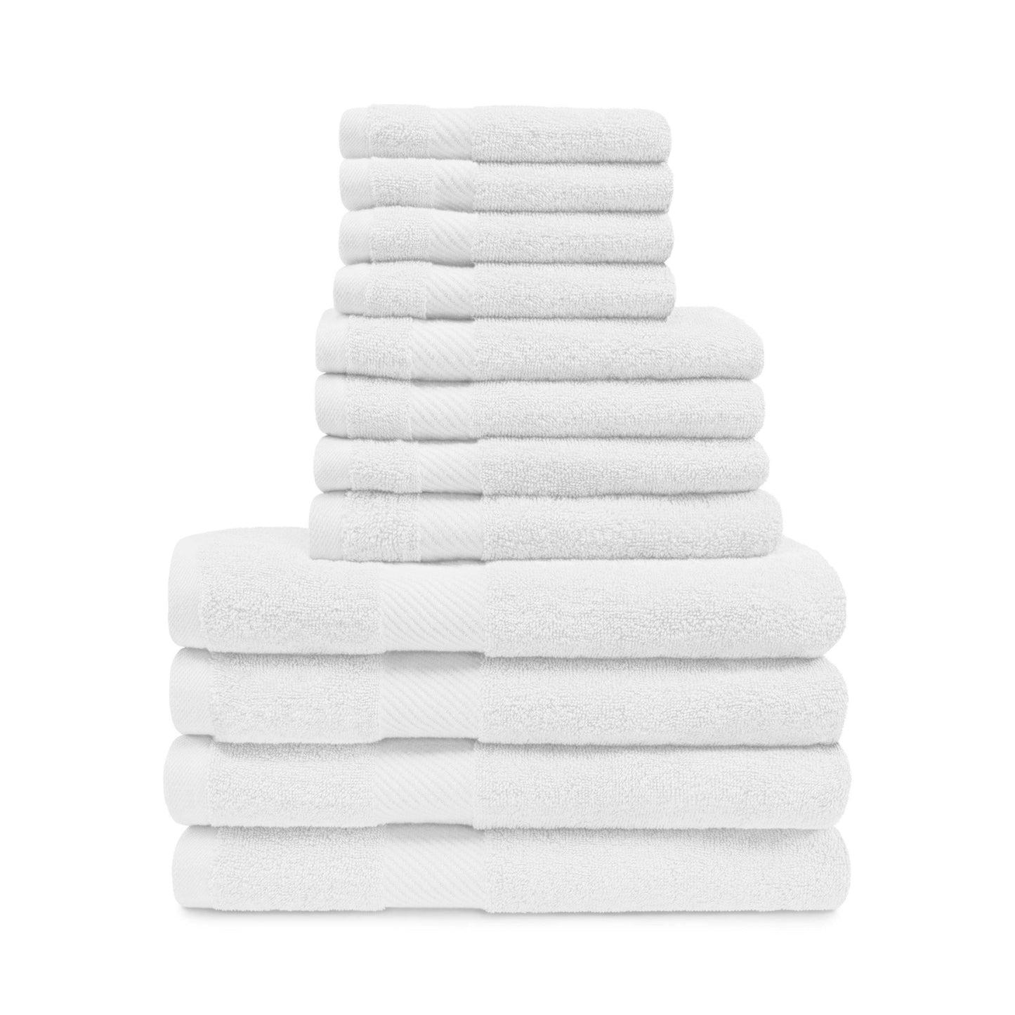 Egyptian Cotton 500 GSM Right Hash Dobby Border 12-Piece Towel Set FredCo
