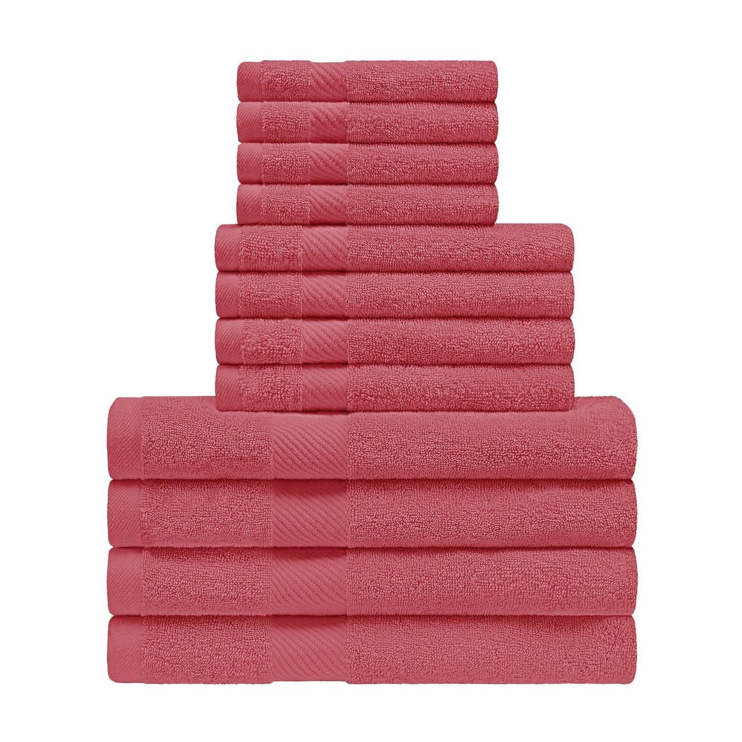 Egyptian Cotton 500 GSM Right Hash Dobby Border 12-Piece Towel Set FredCo