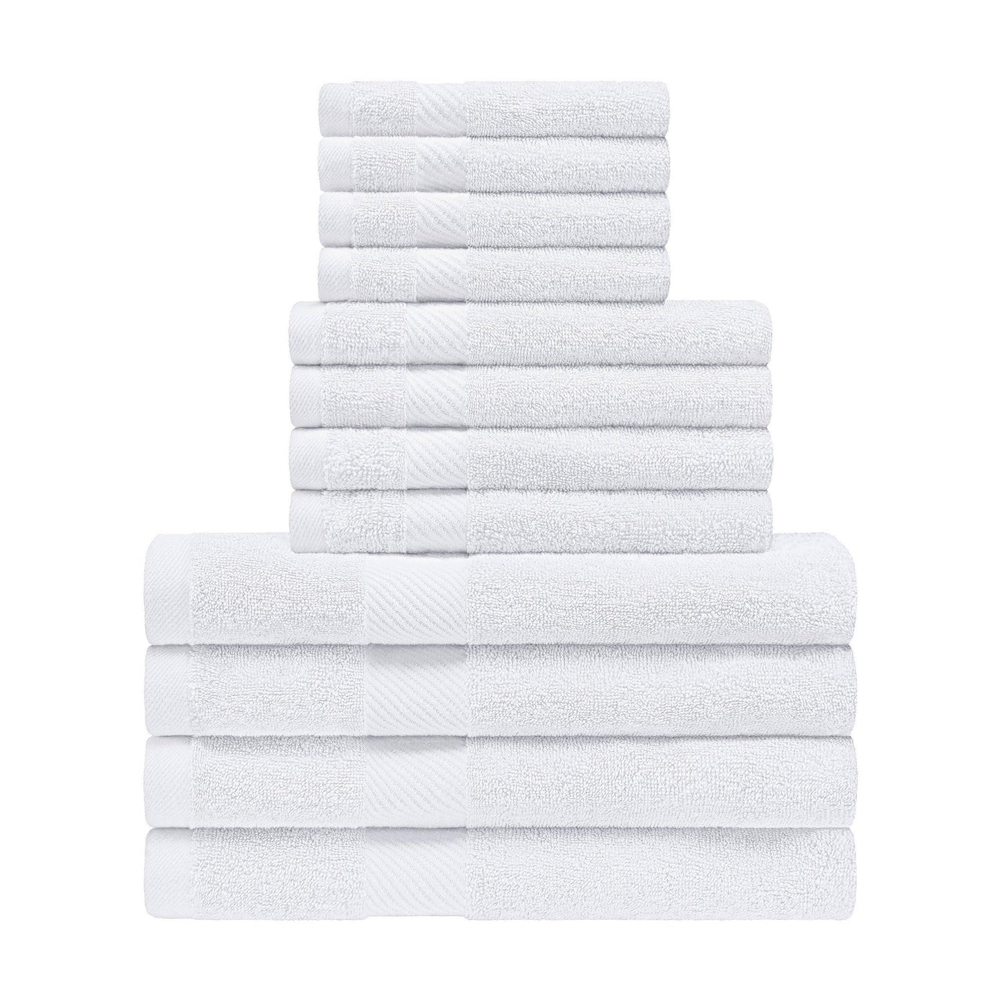 Egyptian Cotton 500 GSM Right Hash Dobby Border 12-Piece Towel Set FredCo