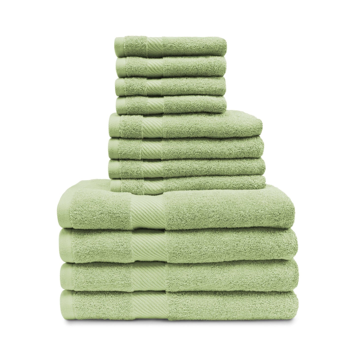 Egyptian Cotton 500 GSM Right Hash Dobby Border 12-Piece Towel Set FredCo