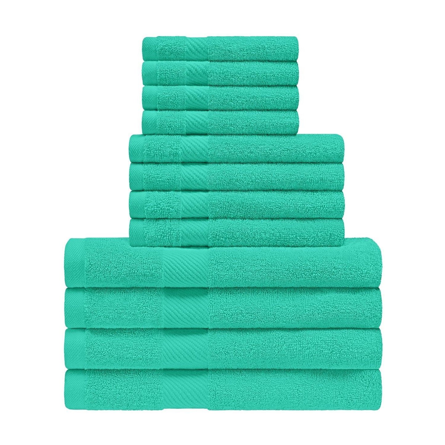 Egyptian Cotton 500 GSM Right Hash Dobby Border 12-Piece Towel Set FredCo